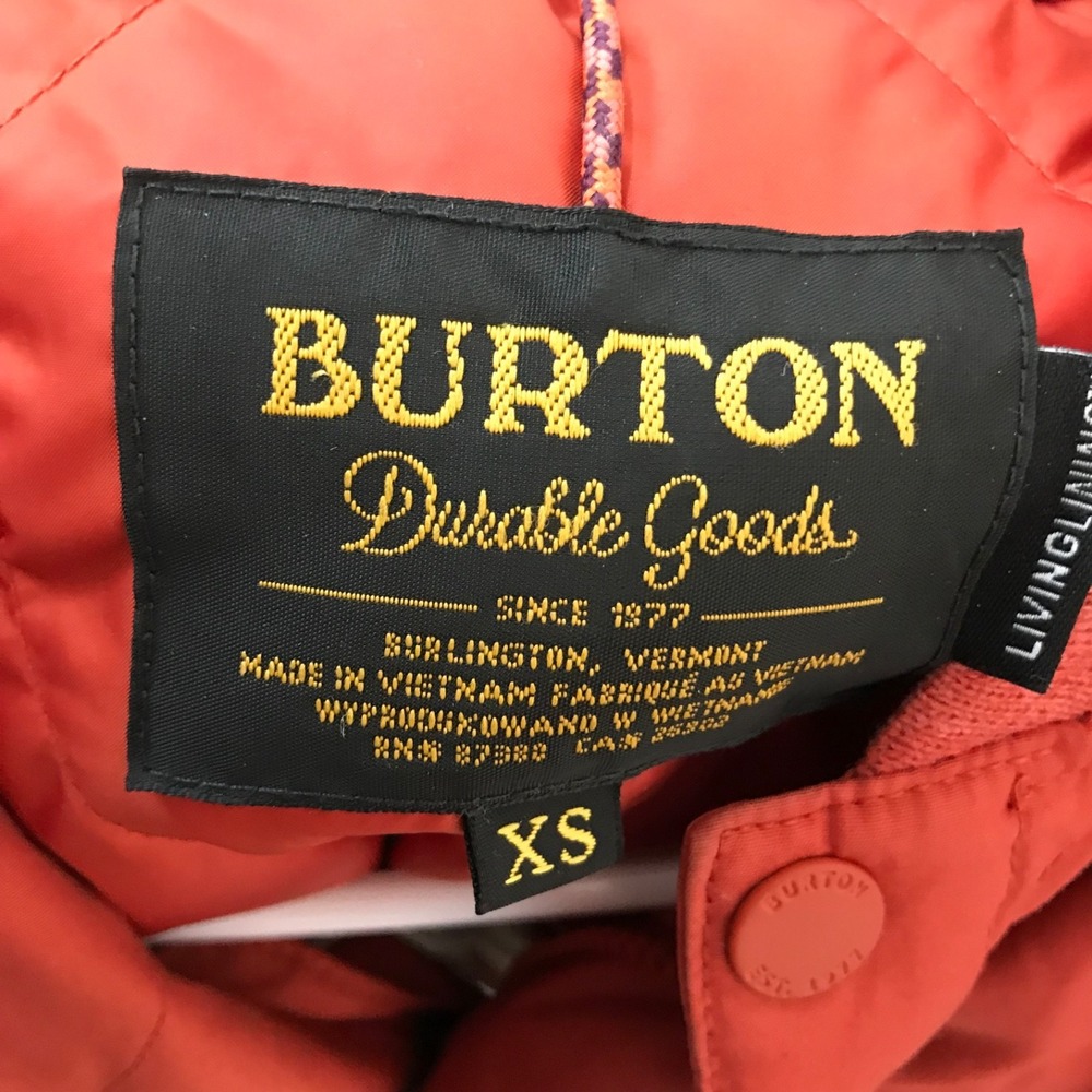 Burton Womens Kiley Down Insulator Jacket XS Orange Quilted Snap Up Pockets - Picture 5 of 8